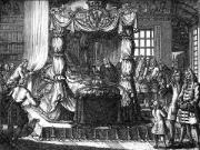 Knig Friedrich I. auf dem Totenbette und Eidesleistung fr den neuen Knig am 25. Februar 1713