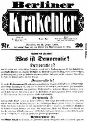 Berliner Krakehler zum Phnomen Demokratie