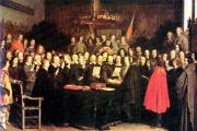 Die Gesandten beschwören den Frieden zu Münster, 1648