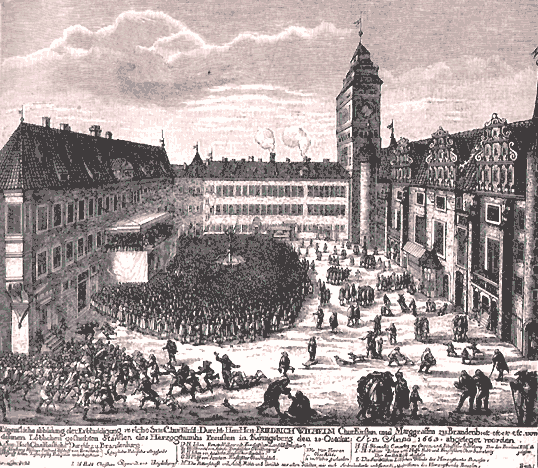 Huldigung im Schloßhof zu Königsberg i. Pr. am 18. Okt. 1663
