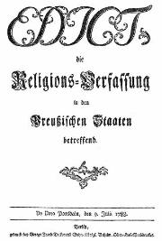 Edict die Religions-Verfassung in den Preuischen Staaten betreffend