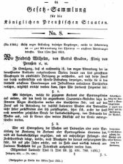 Gesetz-Sammlung fr die Kniglichen Preuischen Staaten No. 8