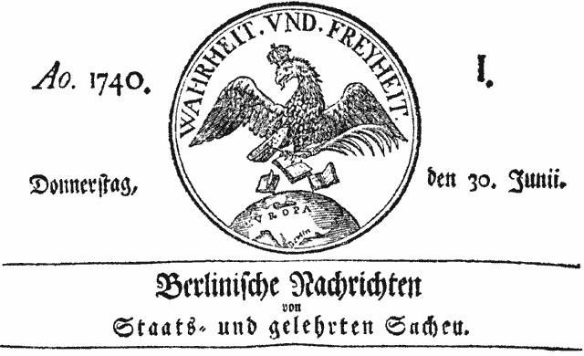 Die "Berlinischen Nachrichten" erschienen auch in französischer Sprache