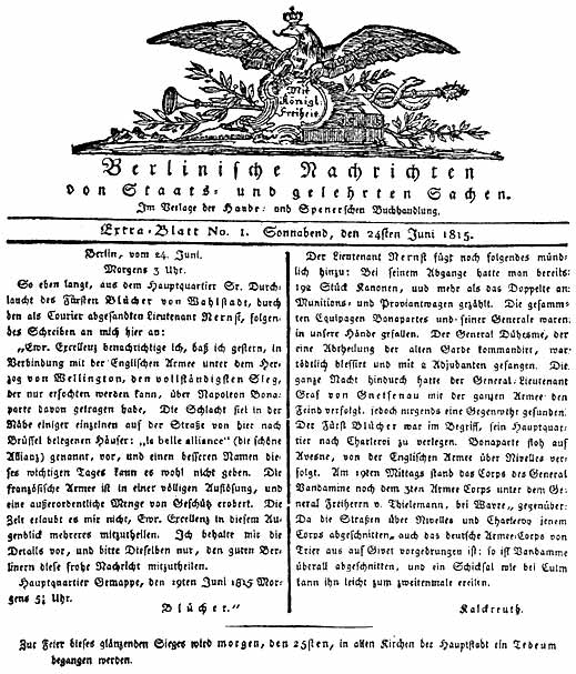 Berlinische Nachrichten von Staats- und gelehrten Sachen vom 24. Juni 1815