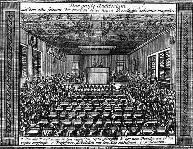 Das große Auditorium der Universität zu Halle, 1694