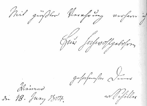 Brief von Schiller in Sachen seiner Berufung zur Hebung des Berliner Theaters