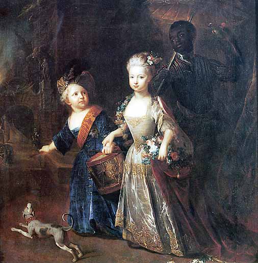 Kronprinz Friedrich im Alter von zwei Jahren und seine Schwester Wilhelmine