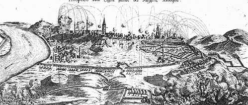 Prospect von Offen sambt der kayserl Attaque (Beschießung des 1686 von den Türken besetzten Budapest)