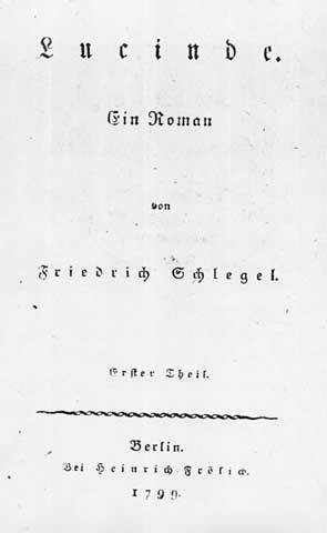 Titelblatt des 1799 erschienen Romans "Lucinde" von Friedrich Schlegel