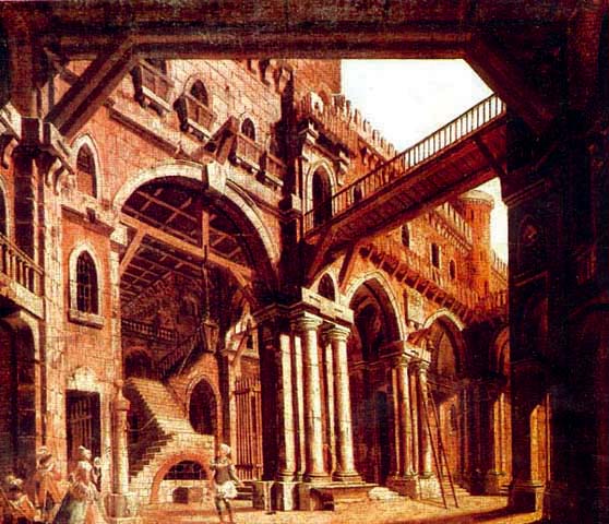 Bühnenbild der Oper "Montezuma", 1765