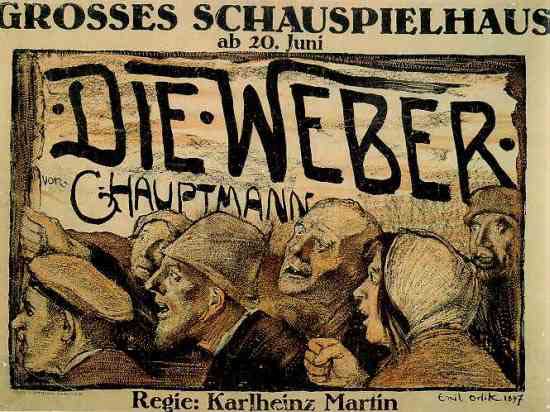 Plakat zur Aufführung der "Weber" im Schauspielhaus