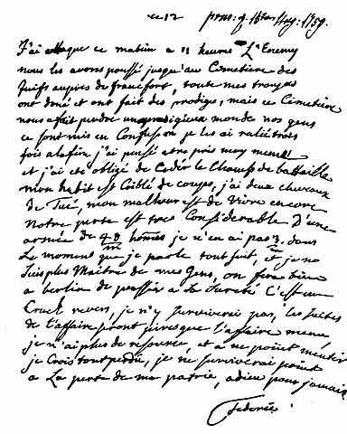 Brief von Friedrich II aus Kunersdorf